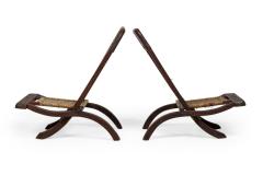 Pair of Asian Burmese Teak Folding Side Chairs - 4169199