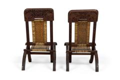 Pair of Asian Burmese Teak Folding Side Chairs - 4169200