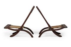 Pair of Asian Burmese Teak Folding Side Chairs - 4169201