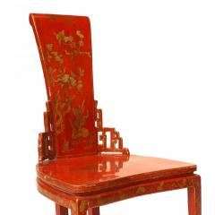 Pair of Asian Chinese 19th Cent Red Gilt Side Chairs - 4630516