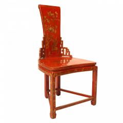 Pair of Asian Chinese 19th Cent Red Gilt Side Chairs - 4630517