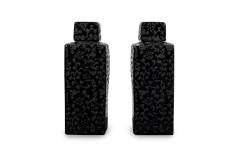 Pair of Asian Contemporary Black and Grey Ceramic Decorative Lidded Jar - 4672300