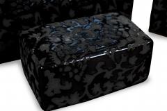 Pair of Asian Contemporary Black and Grey Ceramic Decorative Lidded Jar - 4672303