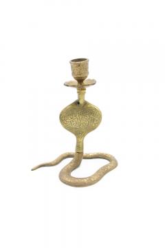 Pair of Asian Siamese Style Bronze Cobra Candlesticks - 4673413
