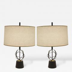 Pair of Astrolabe Form Mid Century Table Lamps - 158081