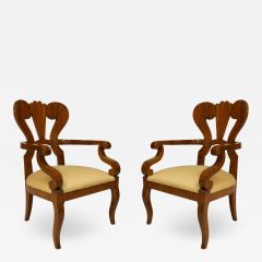 Pair of Austrian Biedermeier Cherrywood Arm Chairs - 1407680