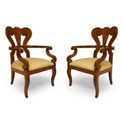 Pair of Austrian Biedermeier Cherrywood Armchairs - 4642352