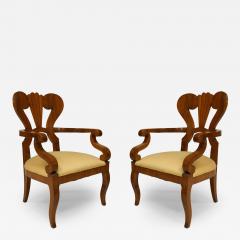 Pair of Austrian Biedermeier Cherrywood Armchairs - 4642372