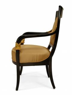 Pair of Austrian Biedermeier Ebonized Upholstered Armchairs - 1402156