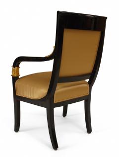 Pair of Austrian Biedermeier Ebonized Upholstered Armchairs - 1402157