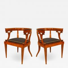 Pair of Austrian Biedermeier Veneer Arm Chairs - 1407656
