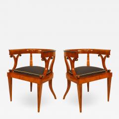 Pair of Austrian Biedermeier Veneer Arm Chairs - 1407656