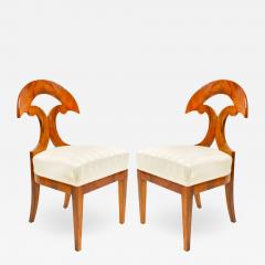 Pair of Austrian Biedermeier Walnut Side Chairs - 1420491