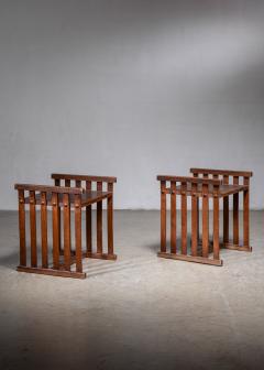 Pair of Austrian Modern stool tables - 4818374