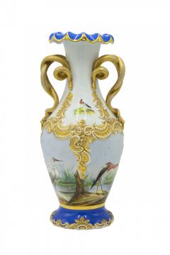 Pair of Austrian Vienna Blue and White Porcelain Vases - 4200635