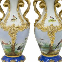 Pair of Austrian Vienna Blue and White Porcelain Vases - 4200637