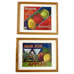 Pair of Authentic California Fruit Crate Labels Featuring Apples Circa 1940s - 3630838