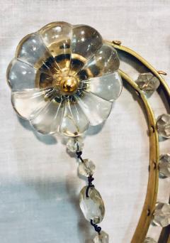 Pair of Bagues Louis XVI Style Lyre Back Crystal and Brass 2 Light Wall Sconces - 2976714
