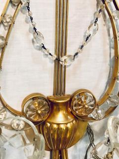 Pair of Bagues Louis XVI Style Lyre Back Crystal and Brass 2 Light Wall Sconces - 2976715