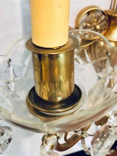Pair of Bagues Louis XVI Style Lyre Back Crystal and Brass 2 Light Wall Sconces - 2976720