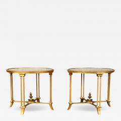 Pair of Bagues Style Gilt Bronze Neoclassical End Tables or Pedestals - 3018076