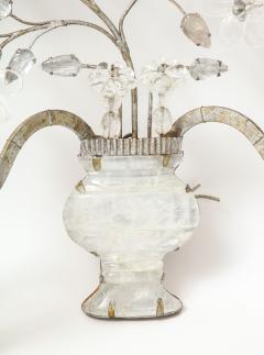 Pair of Bagues Style Rock Crystal Sconces with Vases and Flora - 2235857