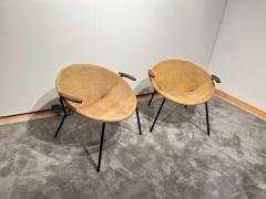 Pair of Balloon lounge chairs by Hans Olsen Yellow Suede Denmark circa 1960 - 2891618