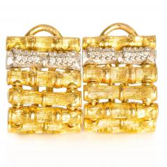 Pair of Bamboo 18k Gold Earrings with 32 Diamonds by Roberto Coin - 4409410