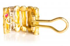 Pair of Bamboo 18k Gold Earrings with 32 Diamonds by Roberto Coin - 4409414