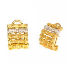 Pair of Bamboo 18k Gold Earrings with 32 Diamonds by Roberto Coin - 4410413