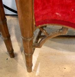 Pair of Bamboo Legged Cherry Red Velour 19th 20th Century Barrel Back Chairs - 2938797