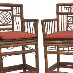 Pair of Bamboo Medallion Back Armchairs - 4656856