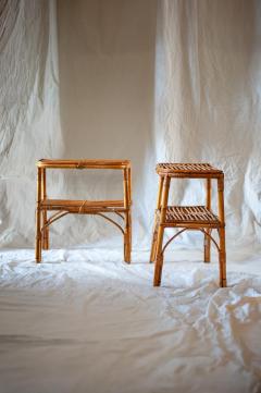 Pair of Bamboo Nightstands With Open Shelves 1970s - 4688027