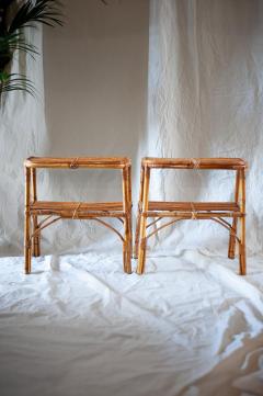 Pair of Bamboo Nightstands With Open Shelves 1970s - 4688077