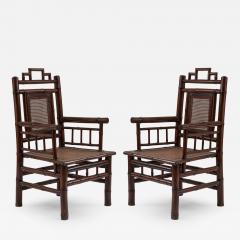Pair of Bamboo Spindle Armchairs - 2791797