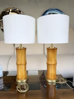 Pair of Bamboo and Brass Lamps Italy - 2391524