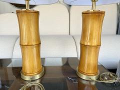 Pair of Bamboo and Brass Lamps Italy - 2391527