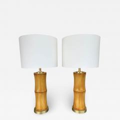 Pair of Bamboo and Brass Lamps Italy - 2393330