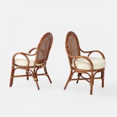 Pair of Bamboo and Rattan Armchairs - 3336499