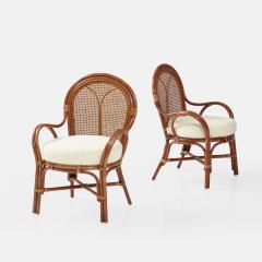 Pair of Bamboo and Rattan Armchairs - 3336507