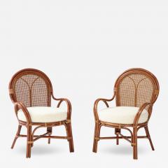 Pair of Bamboo and Rattan Armchairs - 3341661