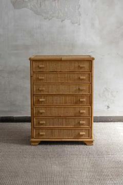 Pair of Bamboo and Woven Cane Tallboys Italy 1970 - 4107298