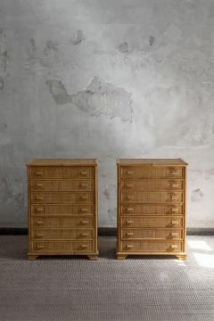 Pair of Bamboo and Woven Cane Tallboys Italy 1970 - 4107311