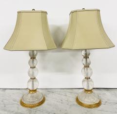 Pair of Baques Rock Crystal Table Lamps 19th 20th Century - 2561985