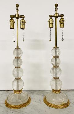 Pair of Baques Rock Crystal Table Lamps 19th 20th Century - 2561986