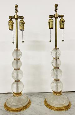 Pair of Baques Rock Crystal Table Lamps 19th 20th Century - 2561988