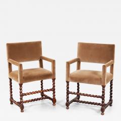Pair of Baroque Barley Twist Armchairs - 2879493