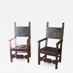 Pair of Baroque walnut arm chairs - 901788