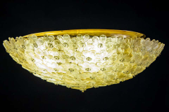 Pair of Barovier Toso Ceiling Light Murano Glass Gold and Ice Flowers Basket - 1561788