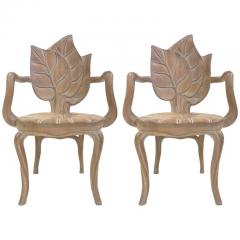 Pair of Bartolozzi Maioli Carved Wooden Leaf Armchairs - 423501